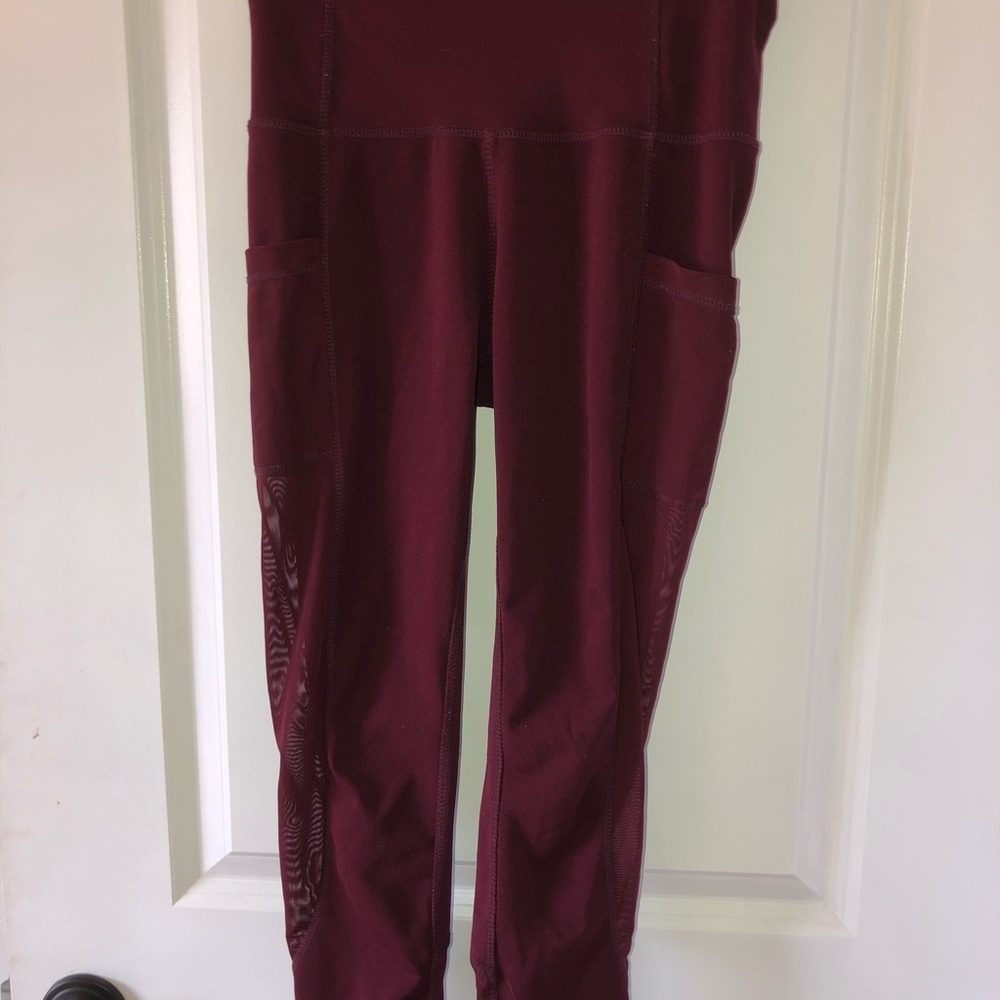 Maroon Leggings With Mesh